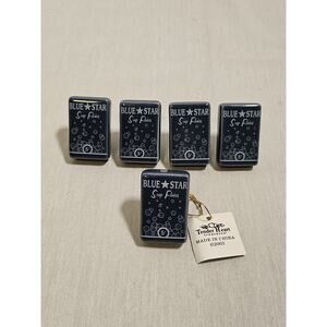 Tender Heart Vintage Cabinet Pulls Lot Of 5 - Blue Star Soap Ceramic Large Blue